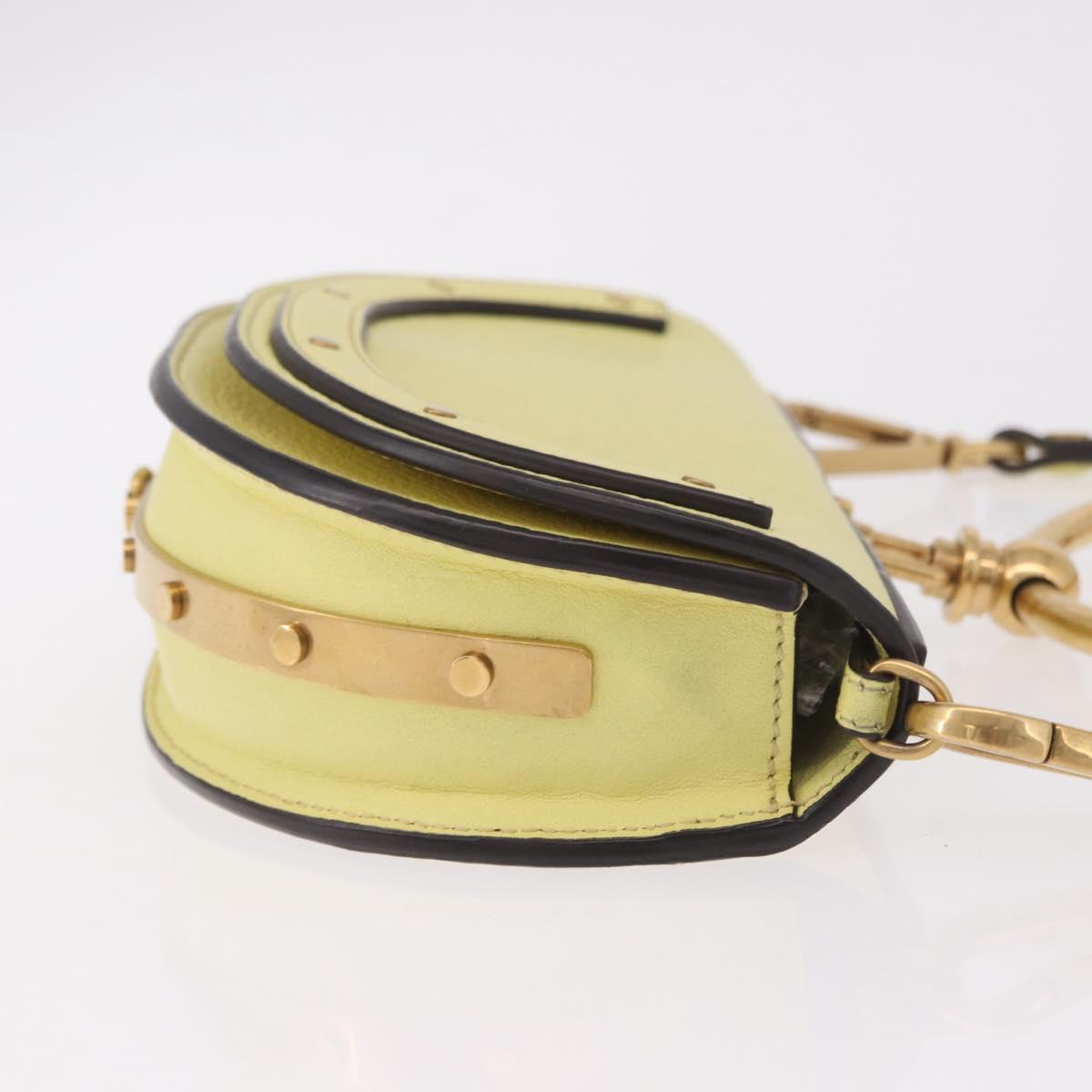 Chloe Nile Small Minodiaire Hand Bag Leather 2way Yellow Gold Auth 191477A