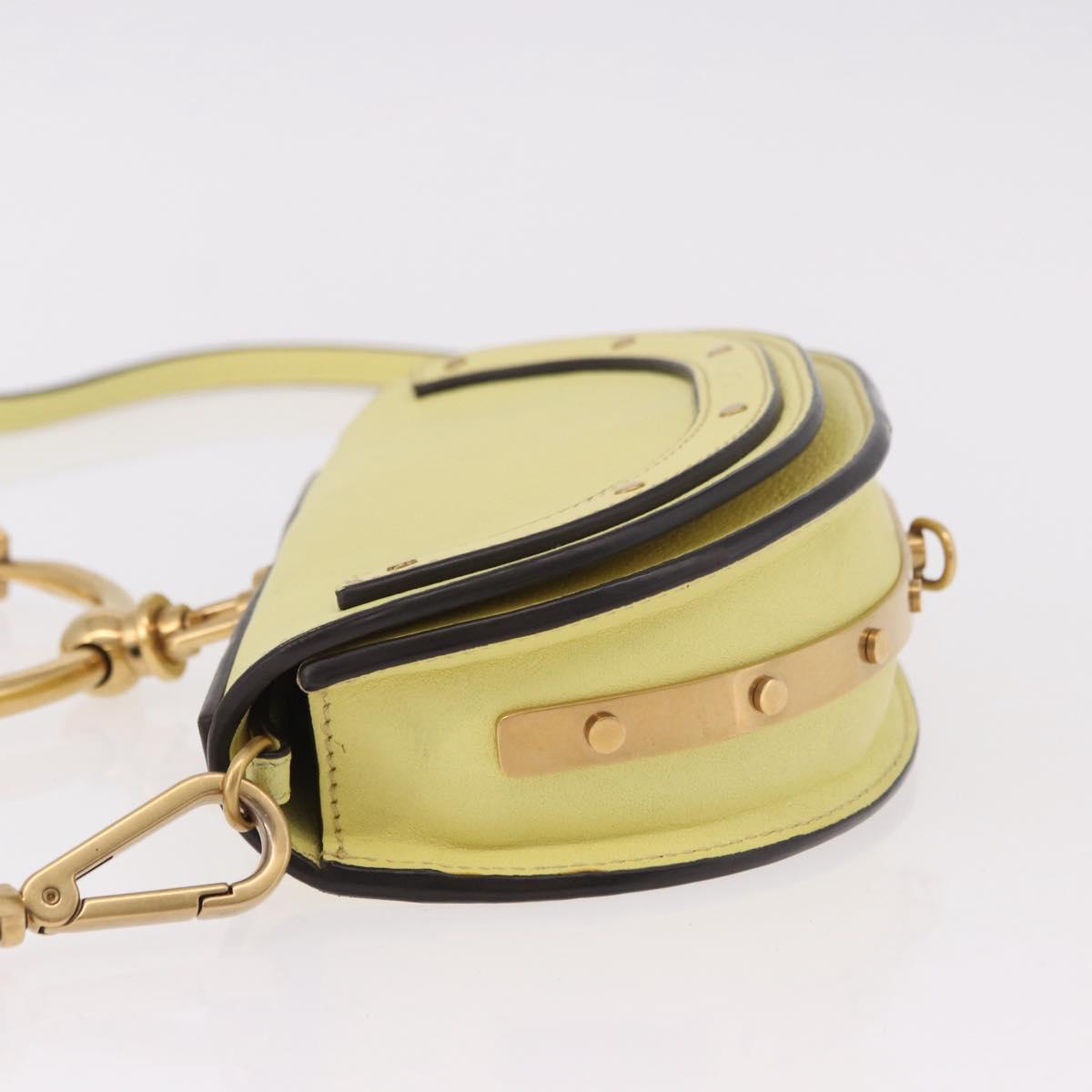 Chloe Nile Small Minodiaire Hand Bag Leather 2way Yellow Gold Auth 191477A