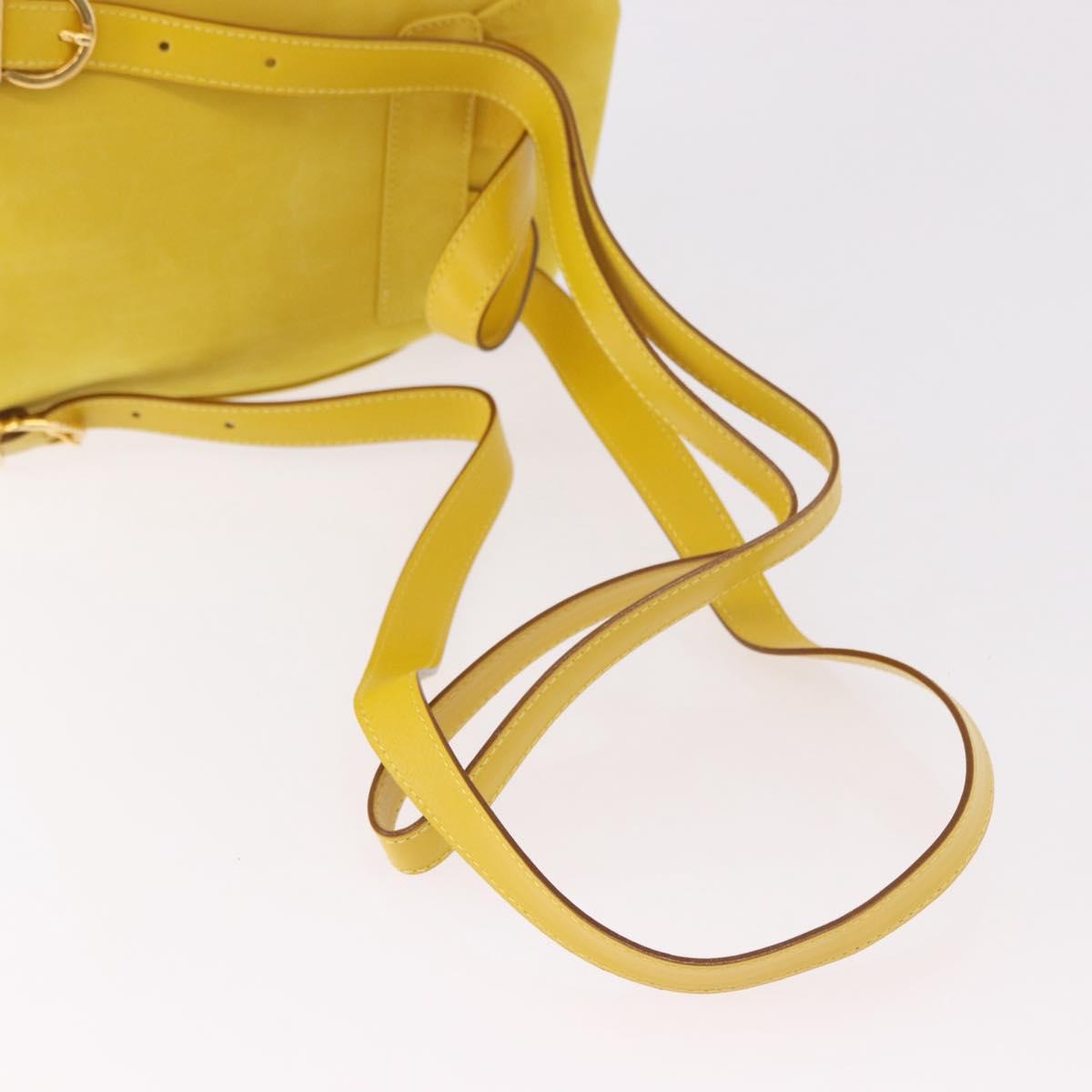 Salvatore Ferragamo Gancini Backpack Suede Yellow Gold Auth 191490A