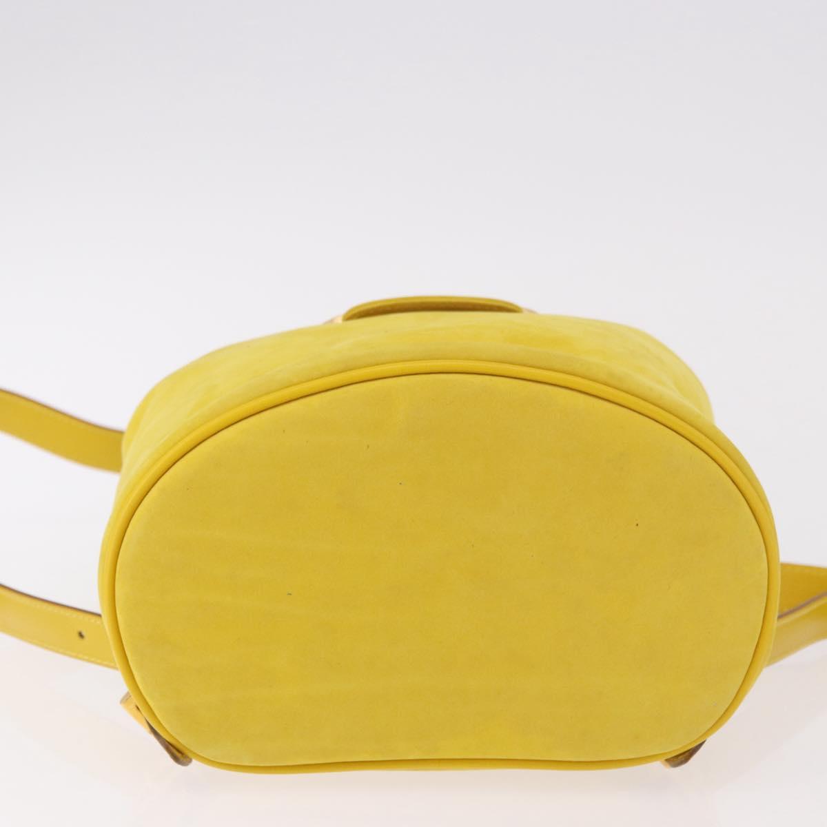 Salvatore Ferragamo Gancini Backpack Suede Yellow Gold Auth 191490A