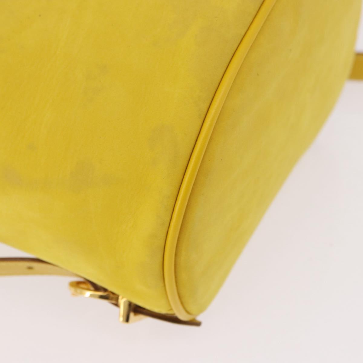 Salvatore Ferragamo Gancini Backpack Suede Yellow Gold Auth 191490A