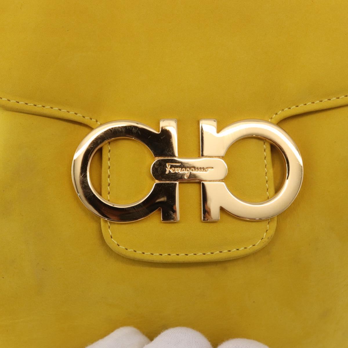 Salvatore Ferragamo Gancini Backpack Suede Yellow Gold Auth 191490A