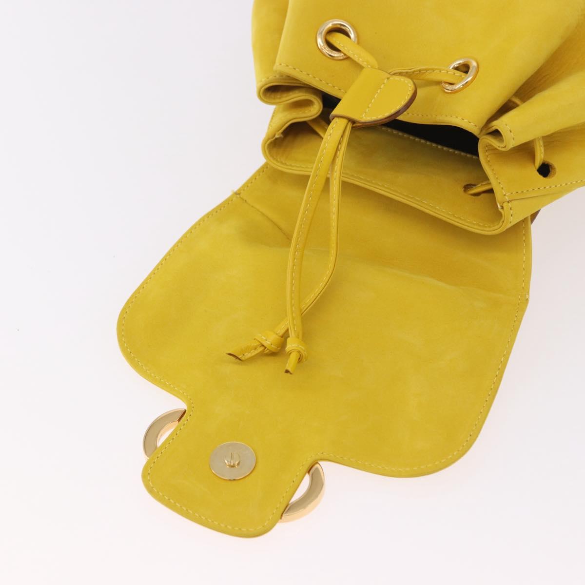 Salvatore Ferragamo Gancini Backpack Suede Yellow Gold Auth 191490A