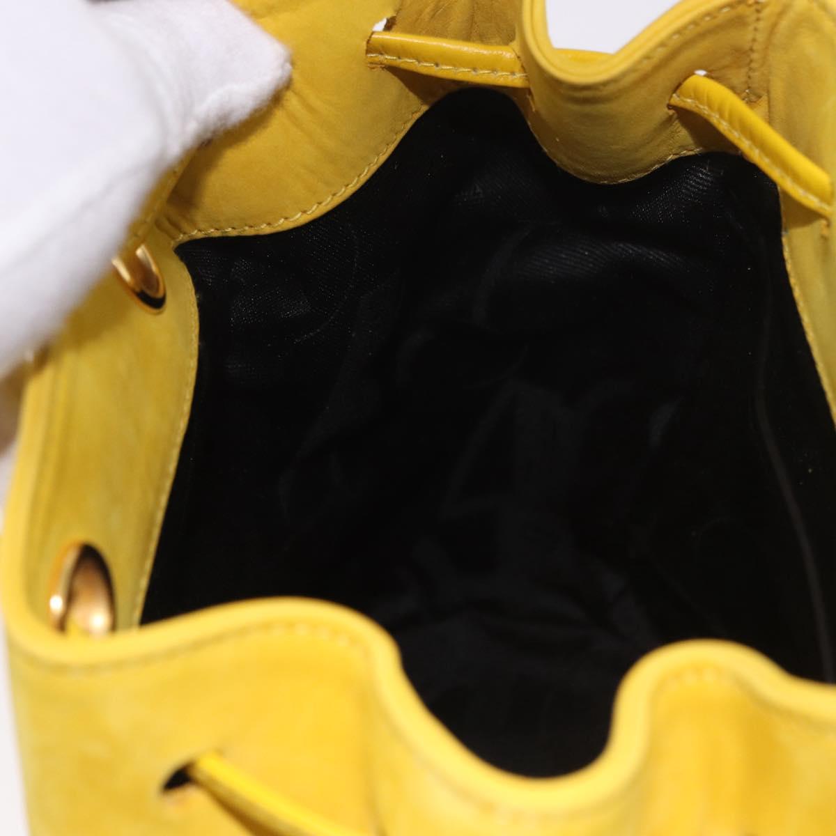 Salvatore Ferragamo Gancini Backpack Suede Yellow Gold Auth 191490A