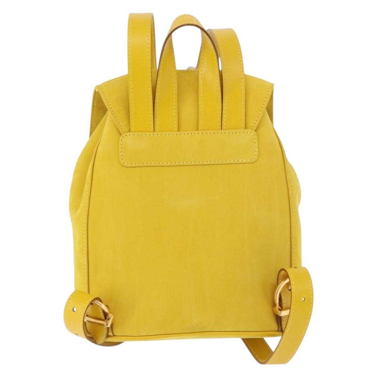 Salvatore Ferragamo Gancini Backpack Suede Yellow Gold Auth 191490A