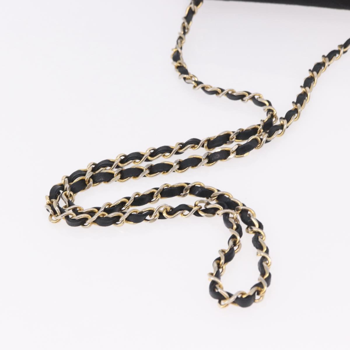 CHANEL Mini Matelasse 17 Chain Shoulder Bag Cotton Black Gold CC Auth 191494A