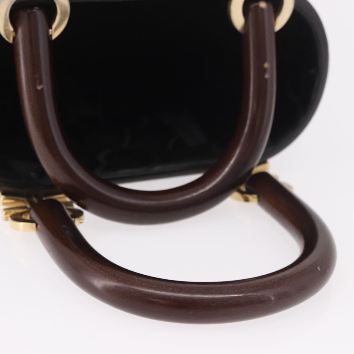 Salvatore Ferragamo Gancini Hand Bag Wood Brown Gold Auth 191507V