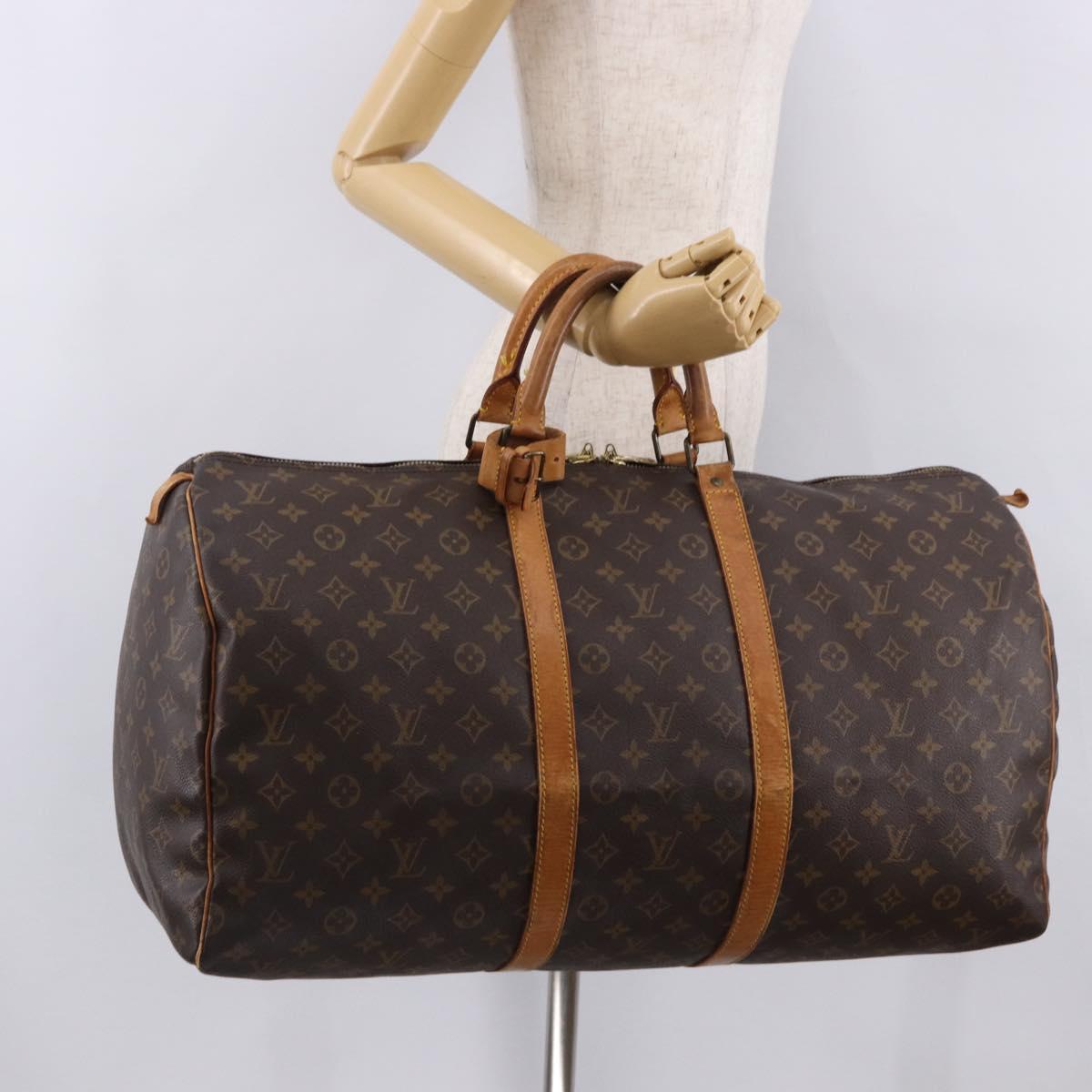 LOUIS VUITTON Monogram Keepall 55 Boston Bag M41424 LV Auth 191508
