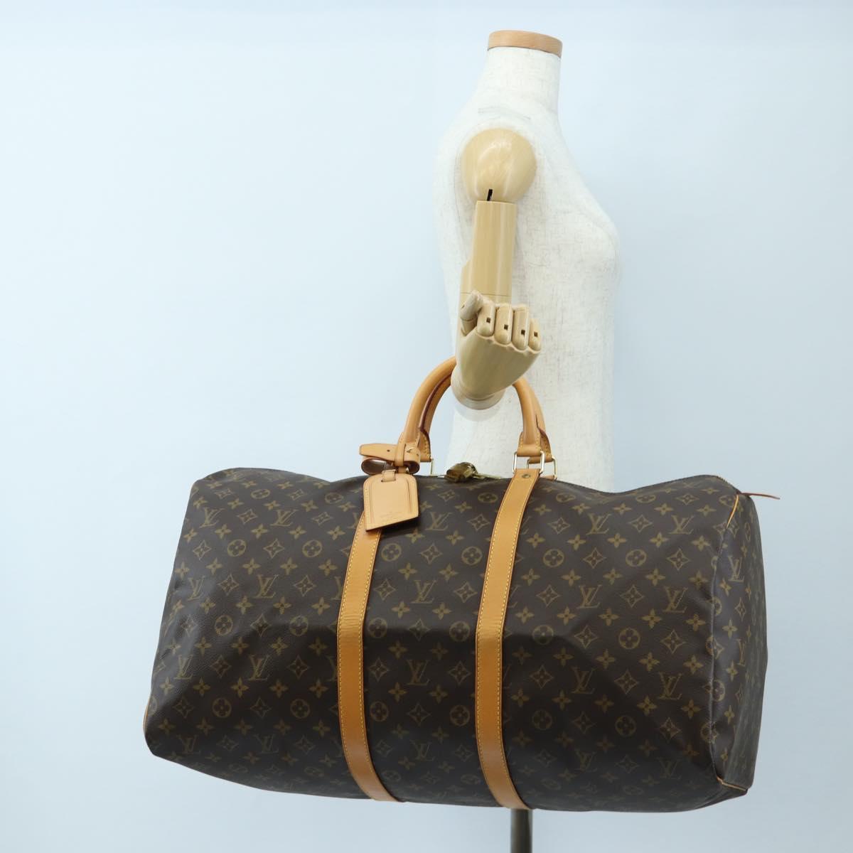 LOUIS VUITTON Monogram Keepall 55 Boston Bag M41424 LV Auth 191509V