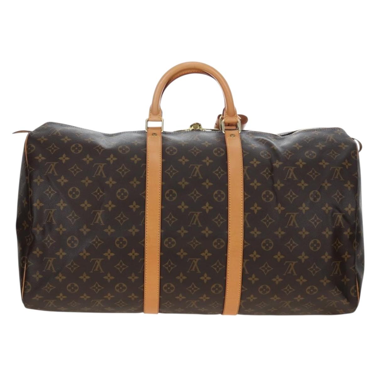 LOUIS VUITTON Monogram Keepall 55 Boston Bag M41424 LV Auth 191509V