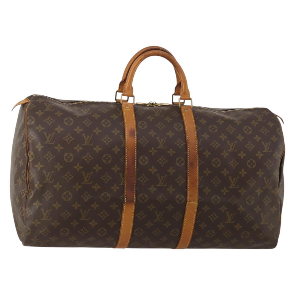 LOUIS VUITTON Monogram Keepall 55 Boston Bag M41424 LV Auth 191510