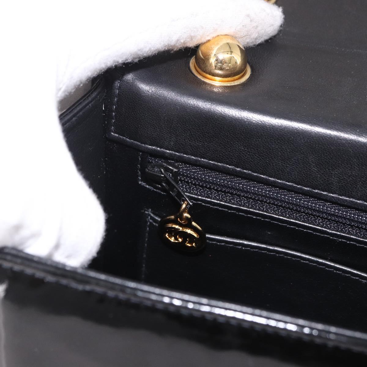 CHANEL COCO Mark Chain Shoulder Bag Patent Black Gold CC Auth 191515A