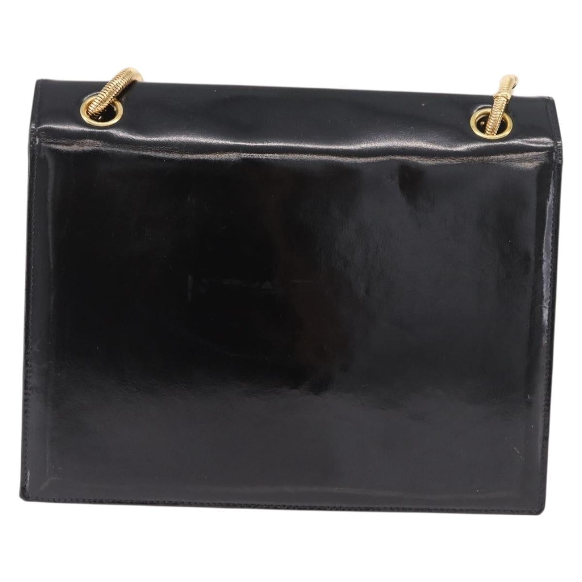 CHANEL COCO Mark Chain Shoulder Bag Patent Black Gold CC Auth 191515A