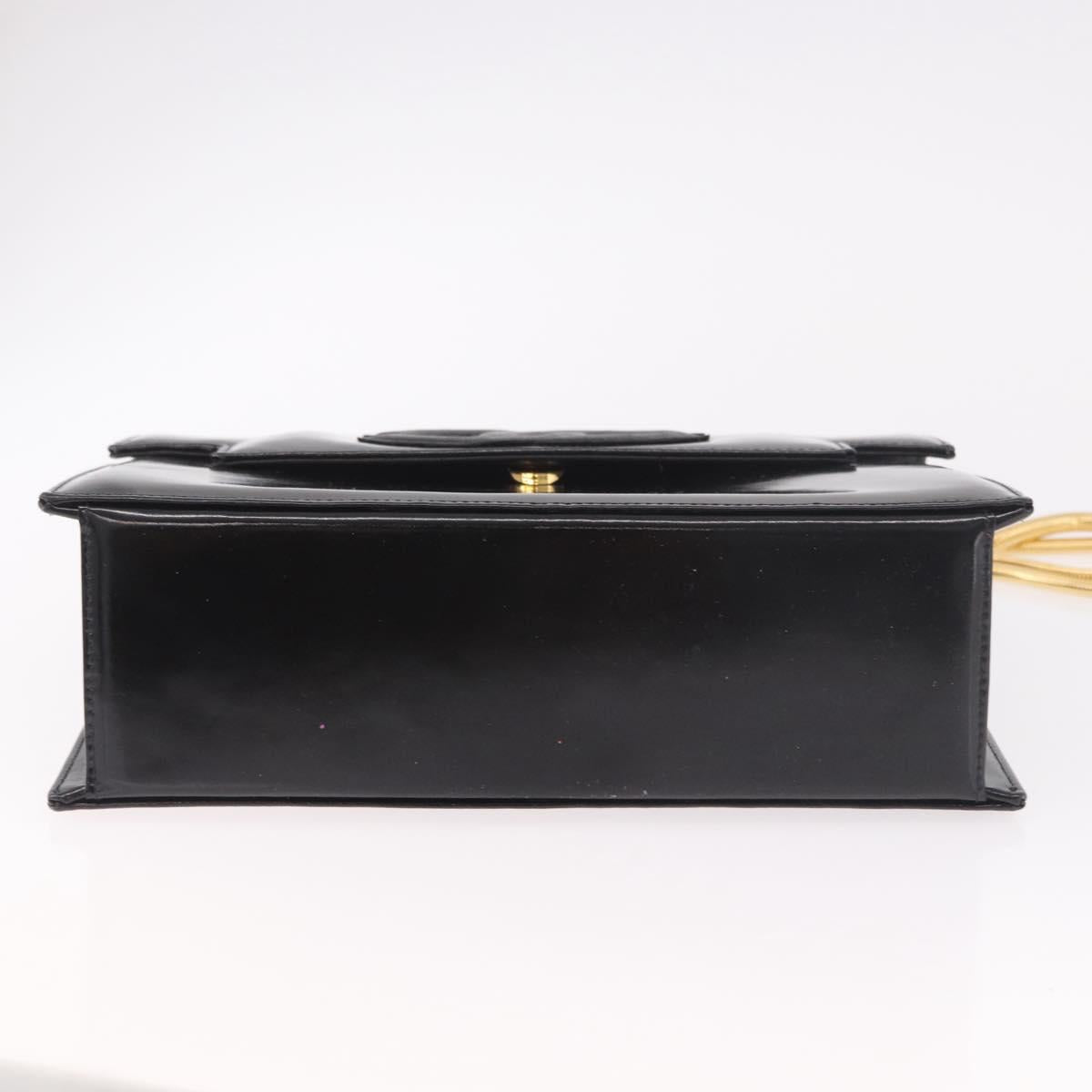 CHANEL COCO Mark Chain Shoulder Bag Patent Black Gold CC Auth 191515A