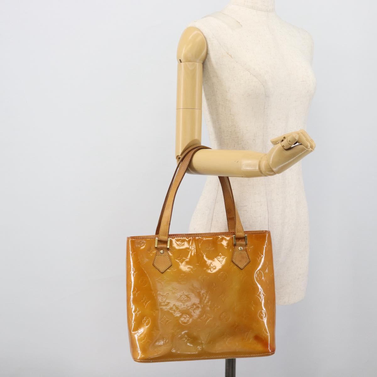 LOUIS VUITTON Monogram Vernis Houston Hand Bag Beige M91004 LV Auth 191516