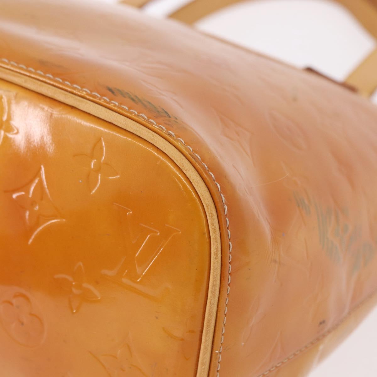 LOUIS VUITTON Monogram Vernis Houston Hand Bag Beige M91004 LV Auth 191517