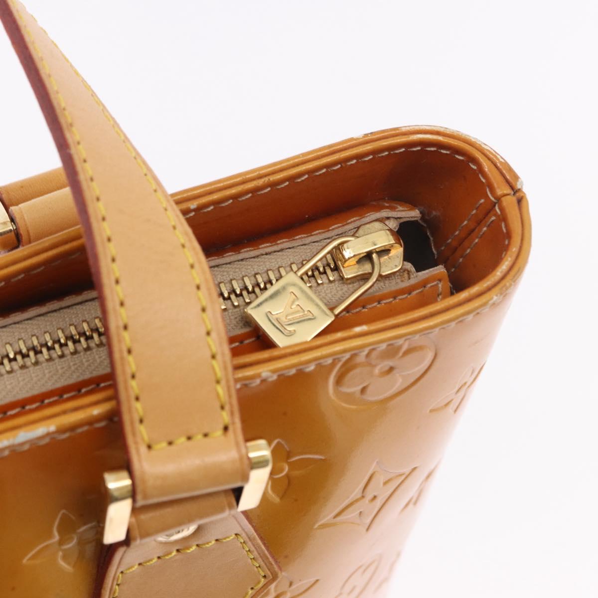 LOUIS VUITTON Monogram Vernis Houston Hand Bag Beige M91004 LV Auth 191517