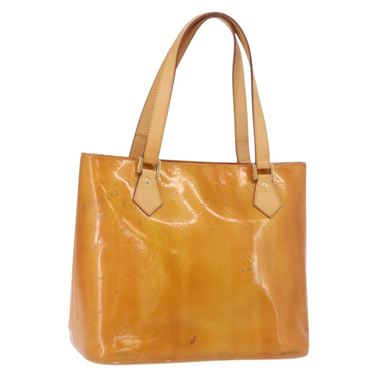 LOUIS VUITTON Monogram Vernis Houston Hand Bag Beige M91004 LV Auth 191517