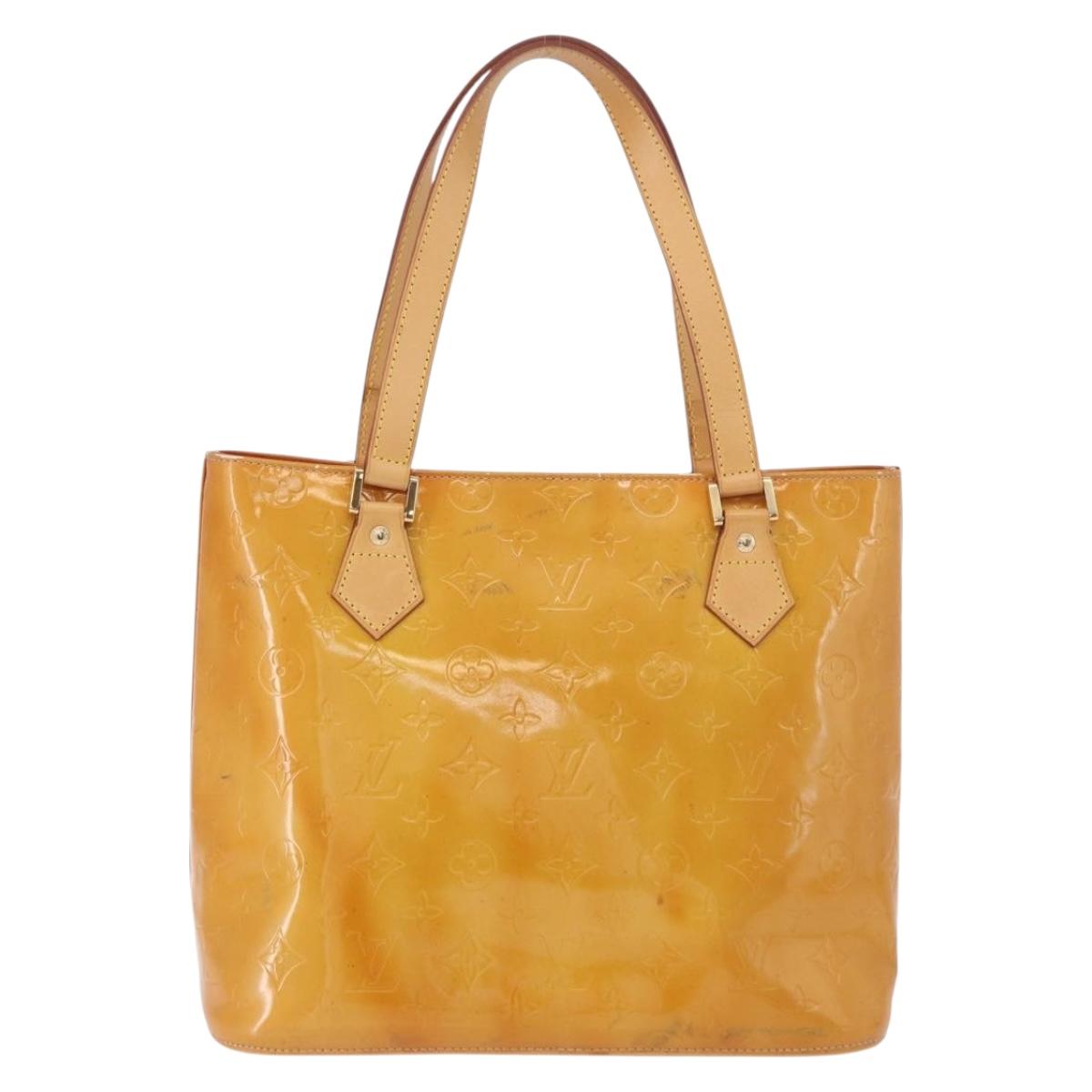 LOUIS VUITTON Monogram Vernis Houston Hand Bag Beige M91004 LV Auth 191517