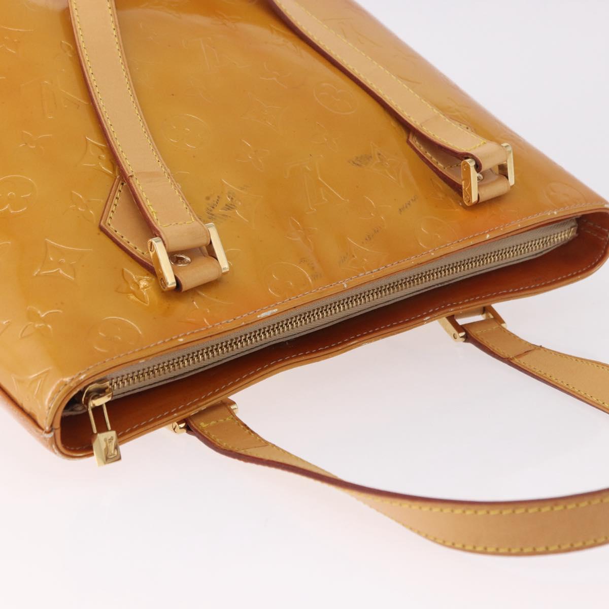 LOUIS VUITTON Monogram Vernis Houston Hand Bag Beige M91004 LV Auth 191517