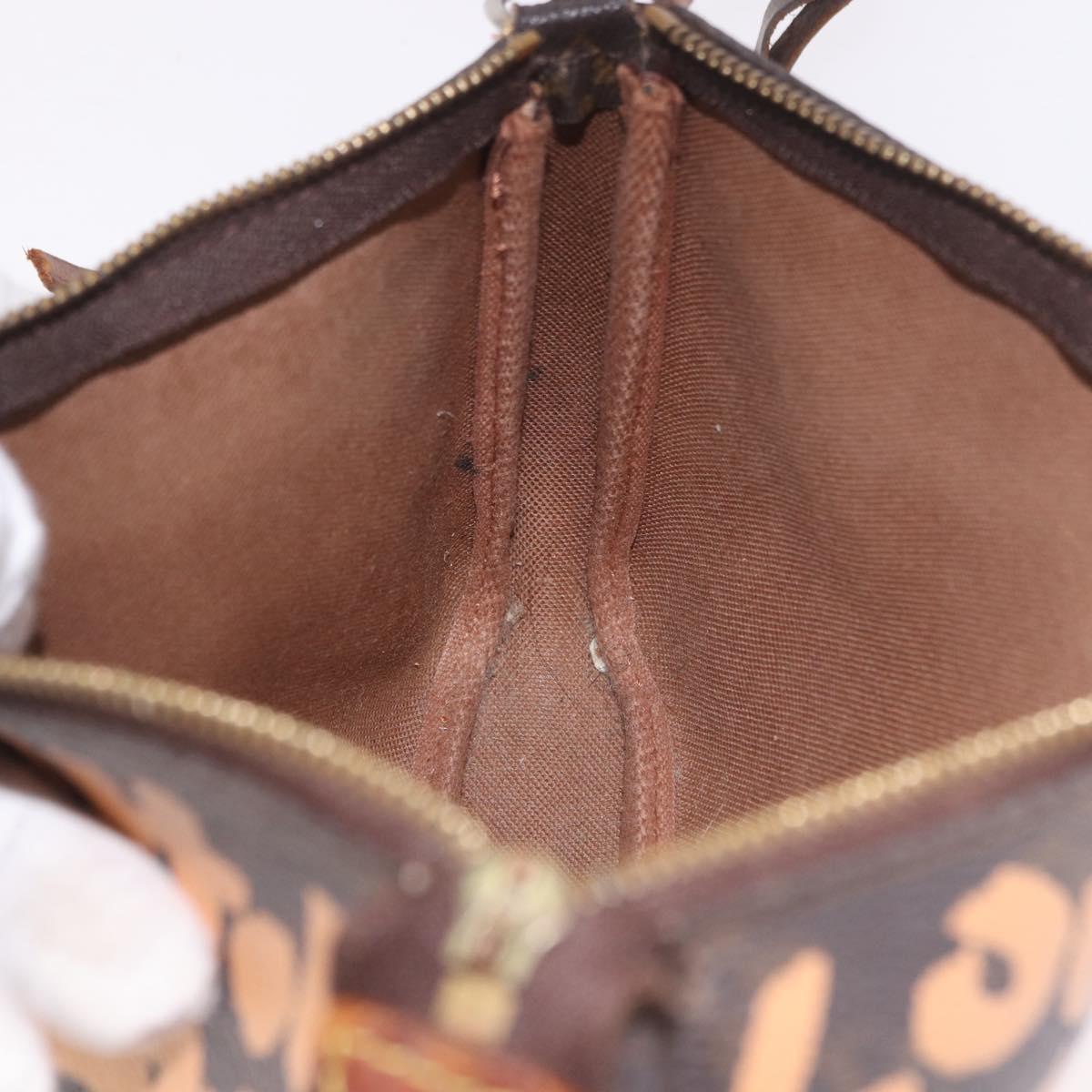LOUIS VUITTON Monogram Graffiti Pochette Accessoires Orange M92193 Auth 191523