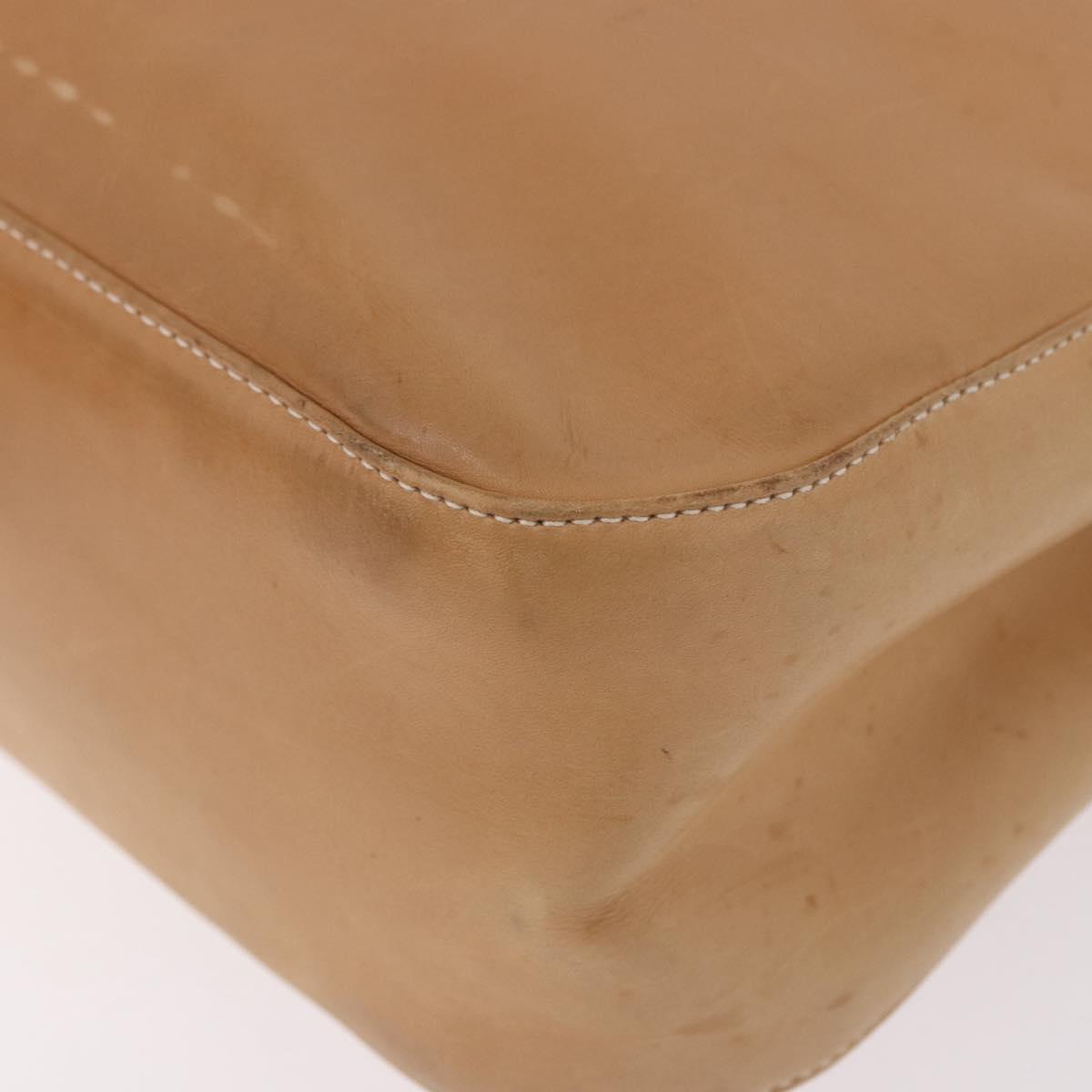 Salvatore Ferragamo Gancini Tote Bag Leather Beige Silver Auth 191526