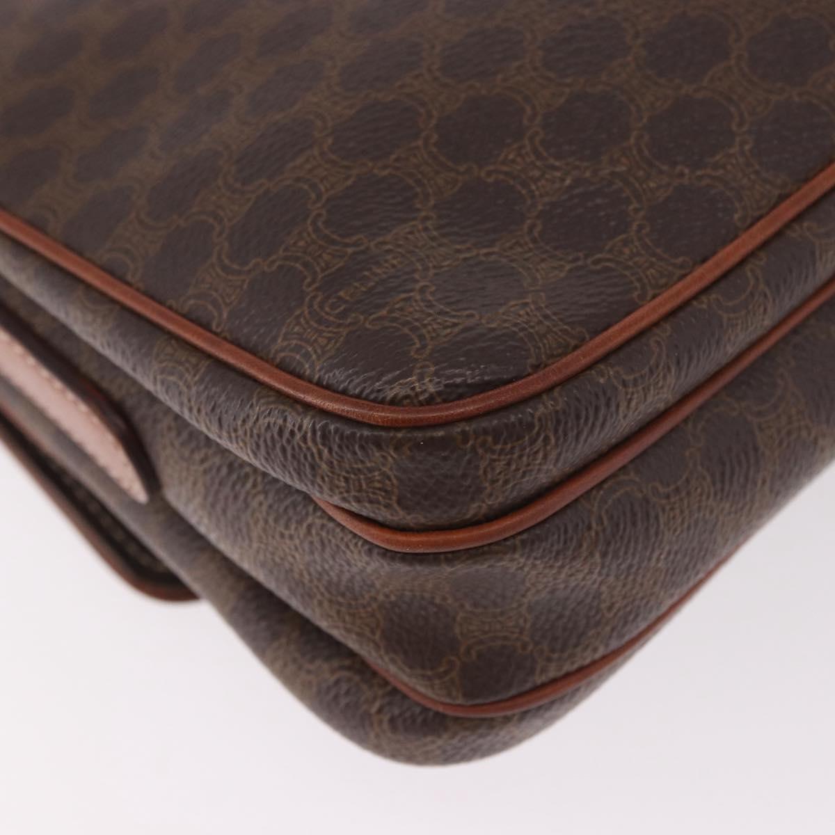 CELINE Macadam Shoulder Bag PVC Leather Brown Gold Auth 191530