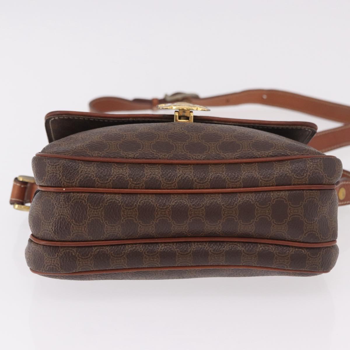 CELINE Macadam Shoulder Bag PVC Leather Brown Gold Auth 191530
