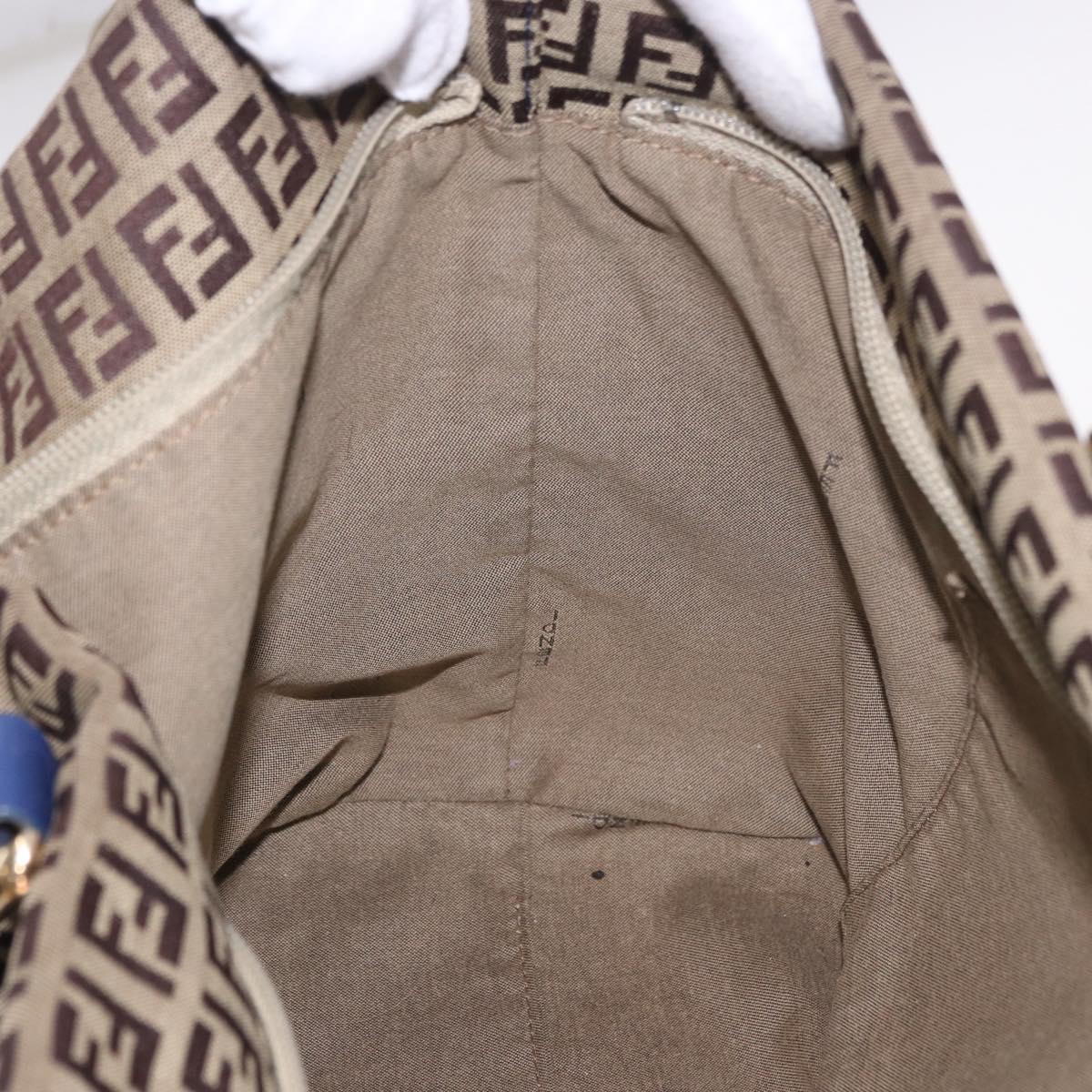 FENDI Zucchino Canvas Tote Bag Beige Gold 8BH215 Auth 191534