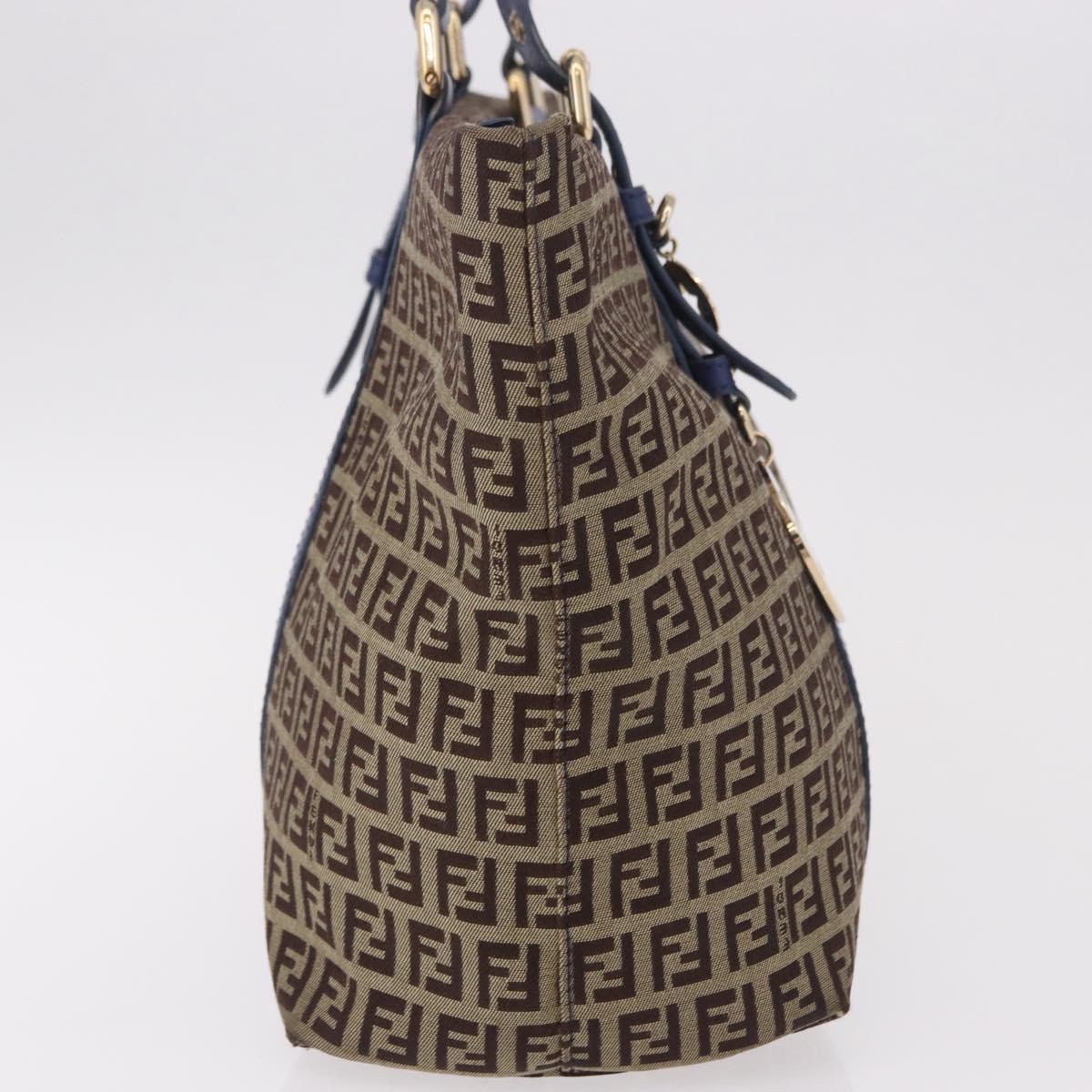 FENDI Zucchino Canvas Tote Bag Beige Gold 8BH215 Auth 191534