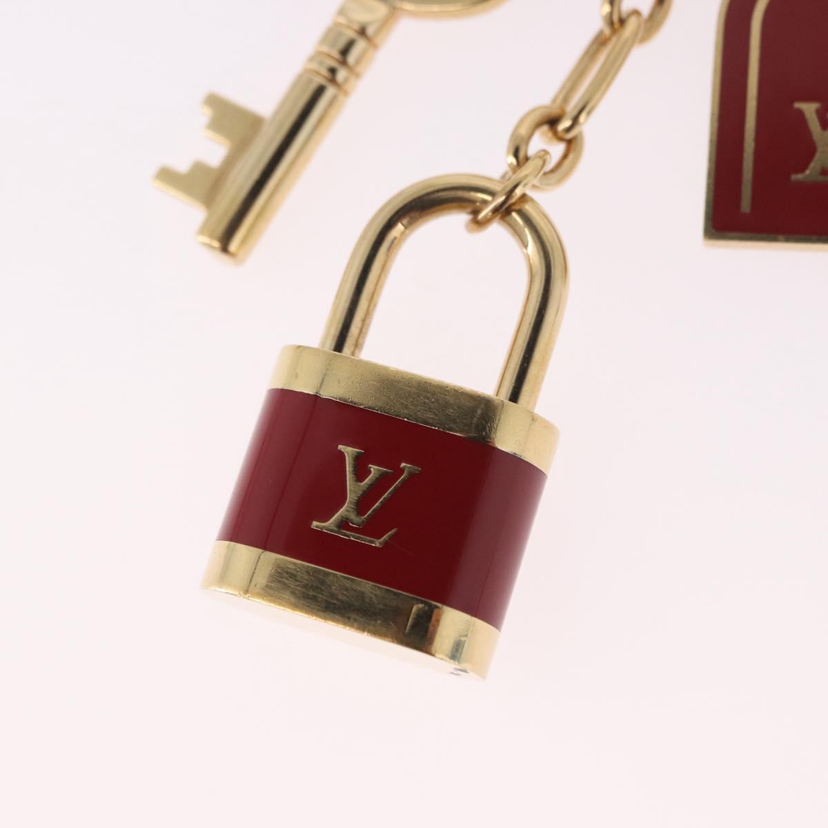LOUIS VUITTON Porte Cles Kaduna Key Holder Gold Tone Red M60074 LV Auth 191539M