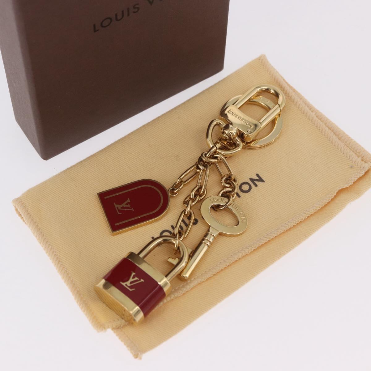 LOUIS VUITTON Porte Cles Kaduna Key Holder Gold Tone Red M60074 LV Auth 191539M