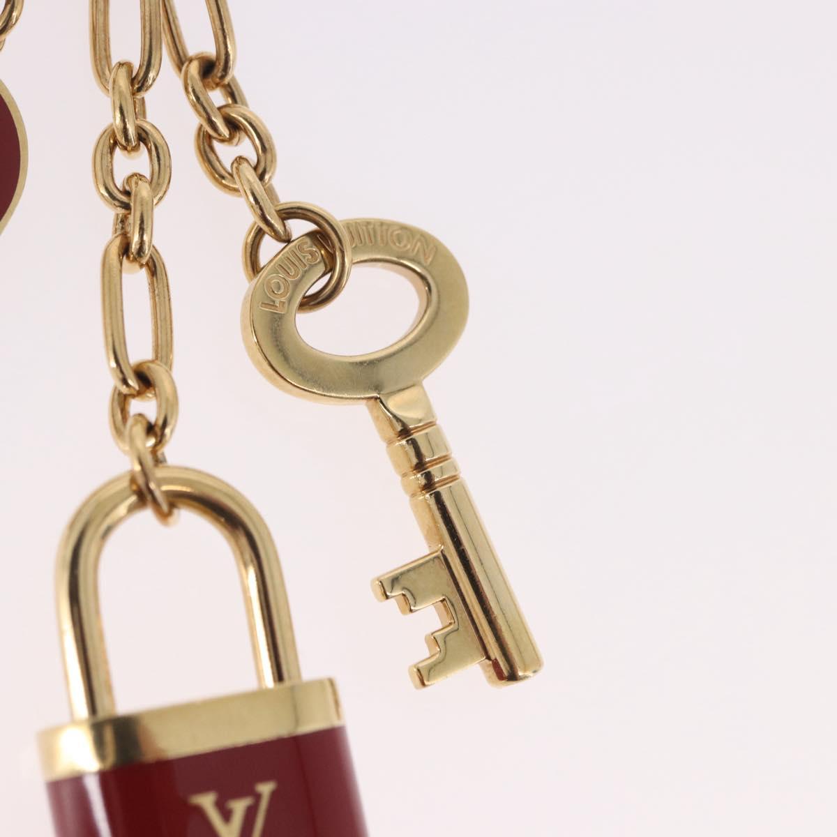 LOUIS VUITTON Porte Cles Kaduna Key Holder Gold Tone Red M60074 LV Auth 191539M