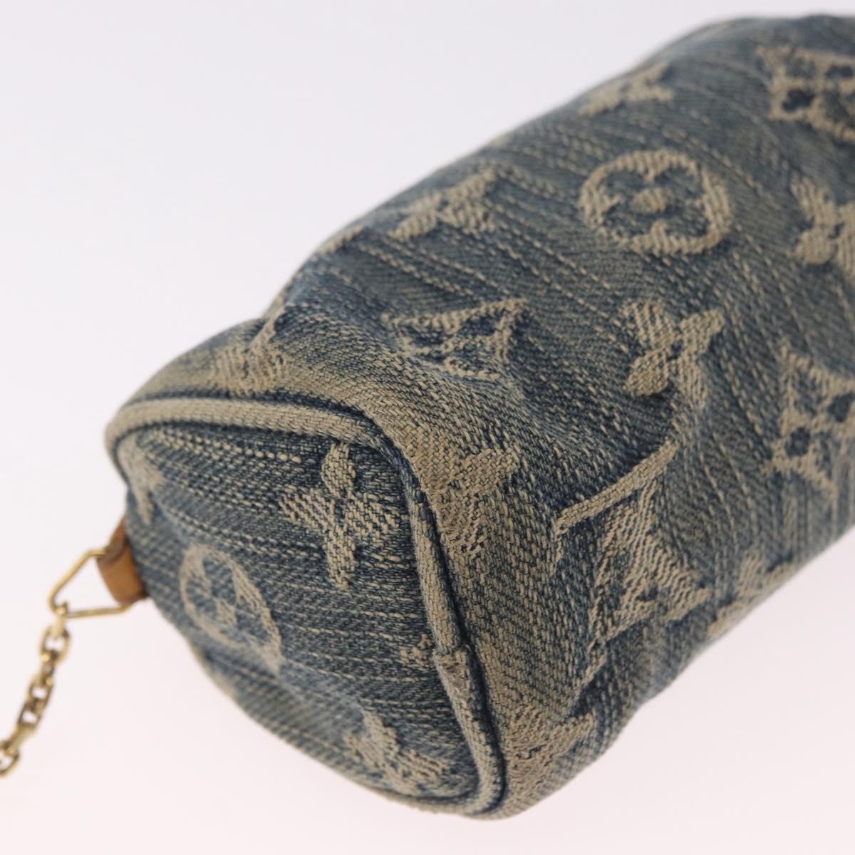LOUIS VUITTON Monogram Denim Trousse Speedy PM Pouch Blue M95082 LV Auth 191540
