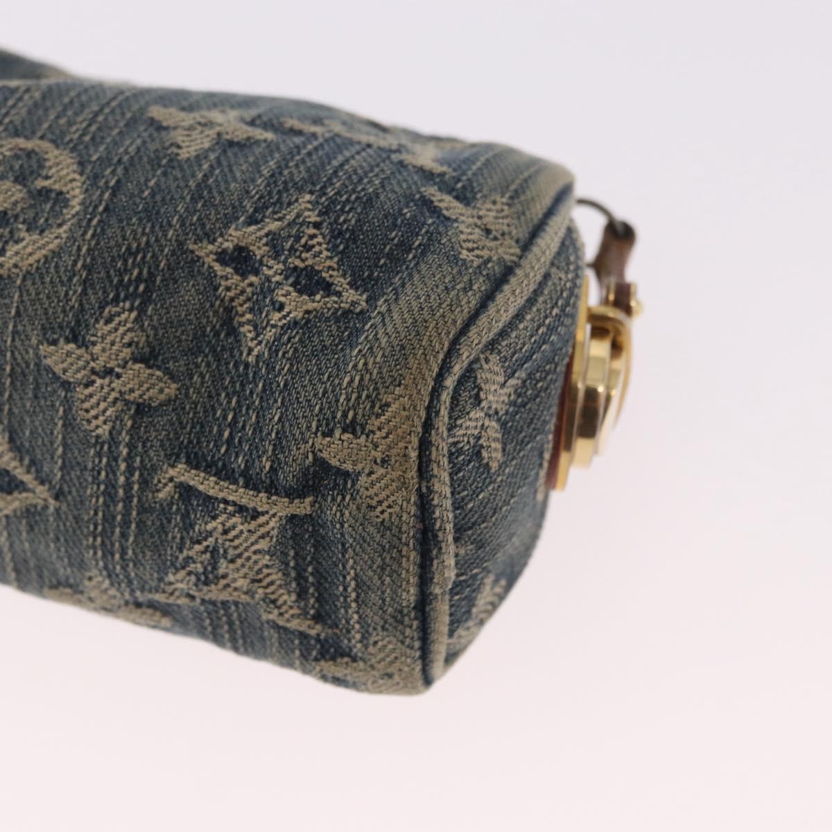LOUIS VUITTON Monogram Denim Trousse Speedy PM Pouch Blue M95082 LV Auth 191540