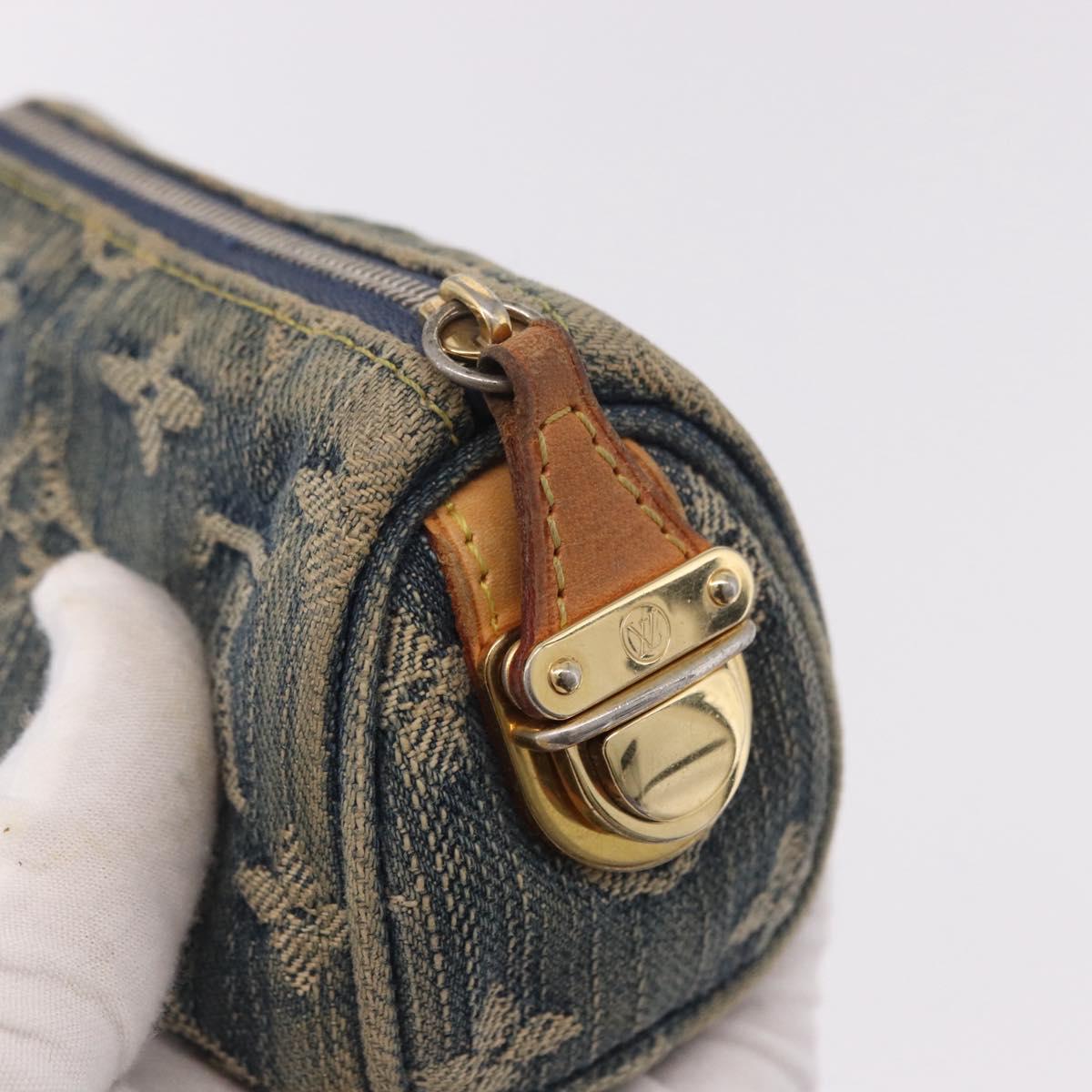 LOUIS VUITTON Monogram Denim Trousse Speedy PM Pouch Blue M95082 LV Auth 191540