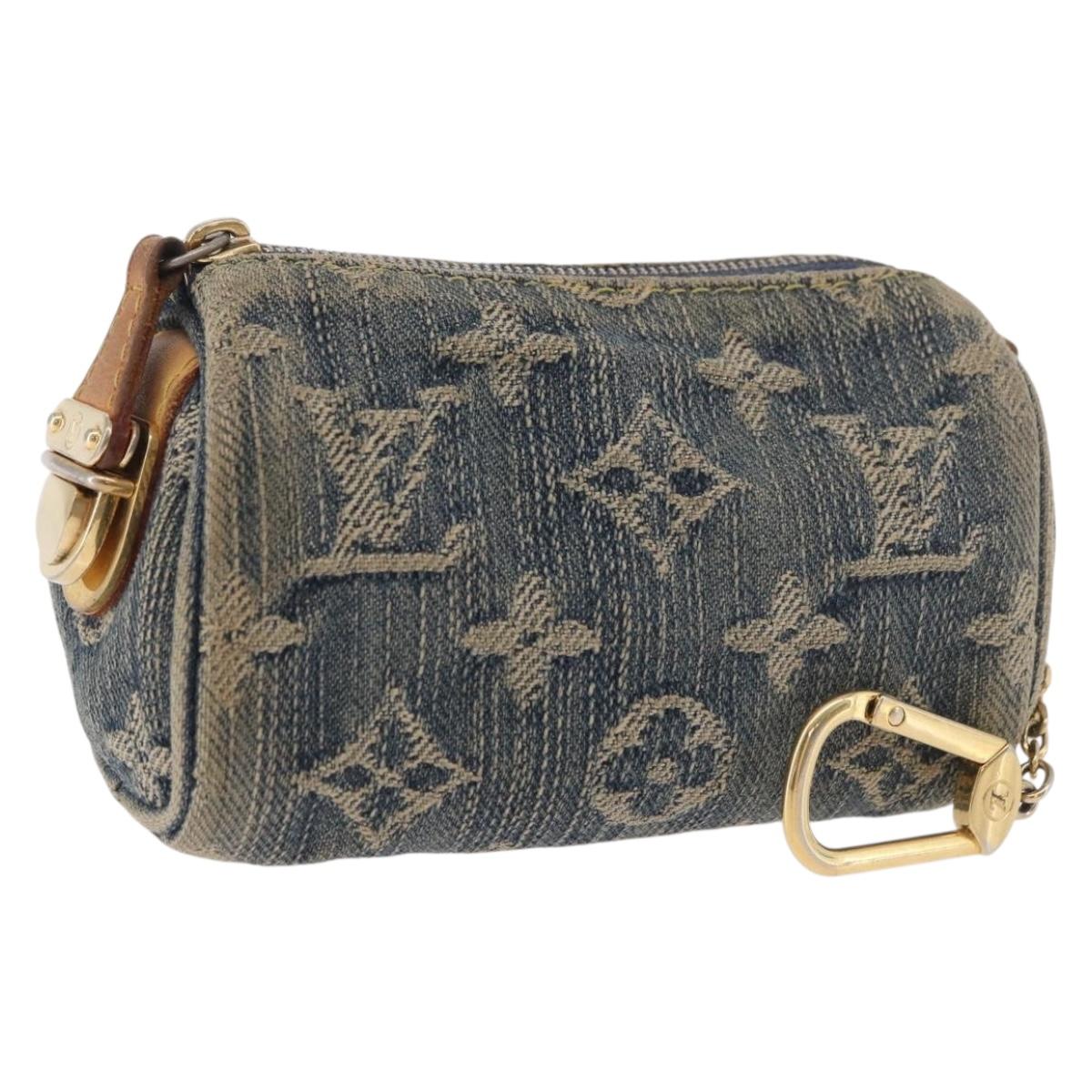 LOUIS VUITTON Monogram Denim Trousse Speedy PM Pouch Blue M95082 LV Auth 191540