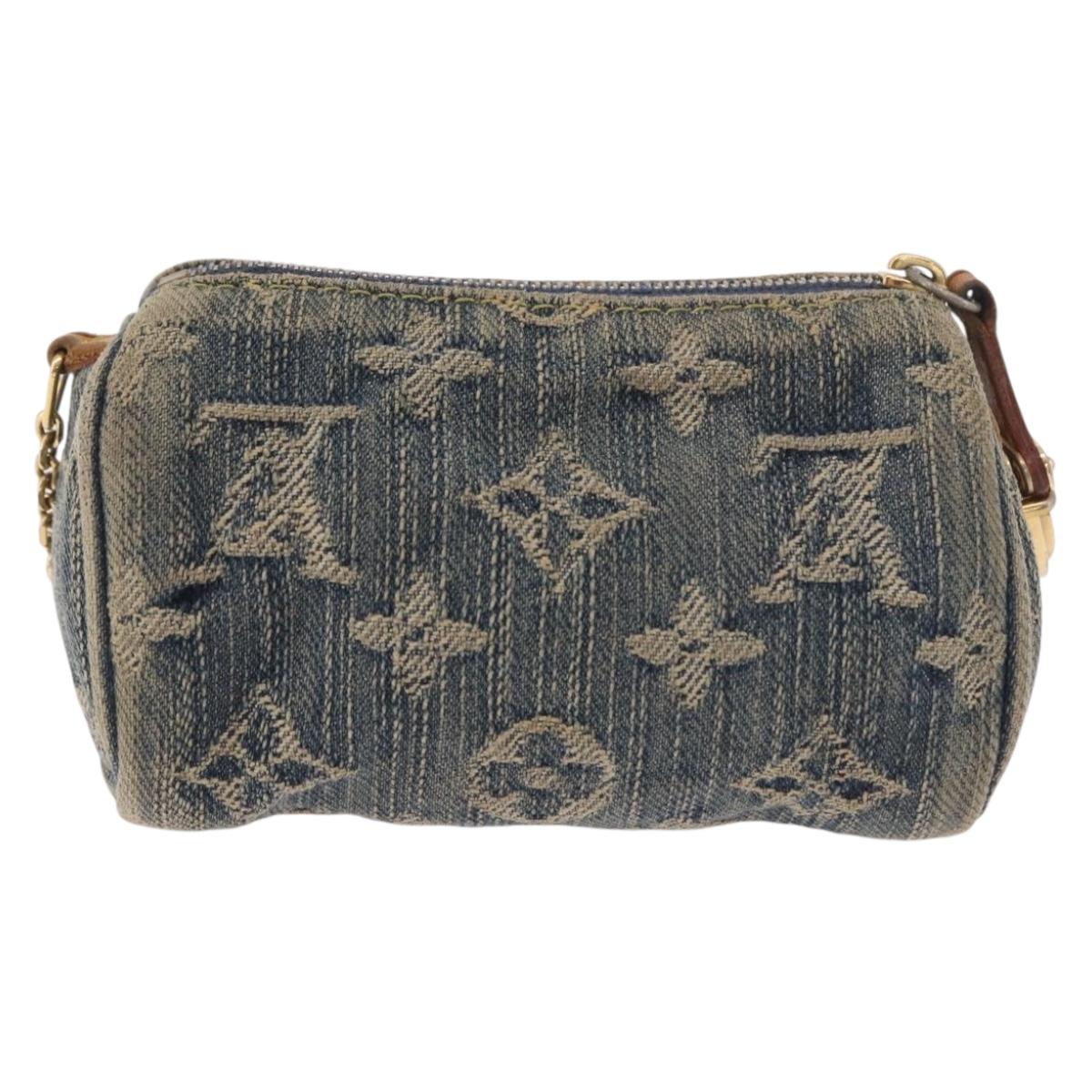 LOUIS VUITTON Monogram Denim Trousse Speedy PM Pouch Blue M95082 LV Auth 191540