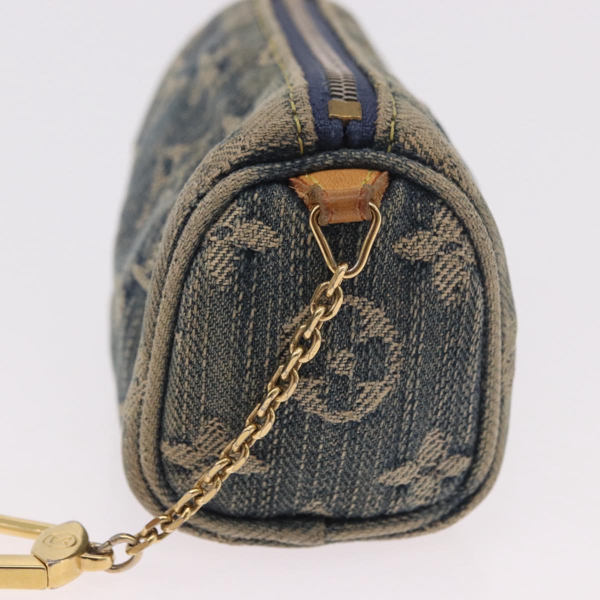 LOUIS VUITTON Monogram Denim Trousse Speedy PM Pouch Blue M95082 LV Auth 191540