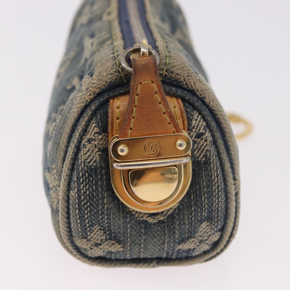LOUIS VUITTON Monogram Denim Trousse Speedy PM Pouch Blue M95082 LV Auth 191540