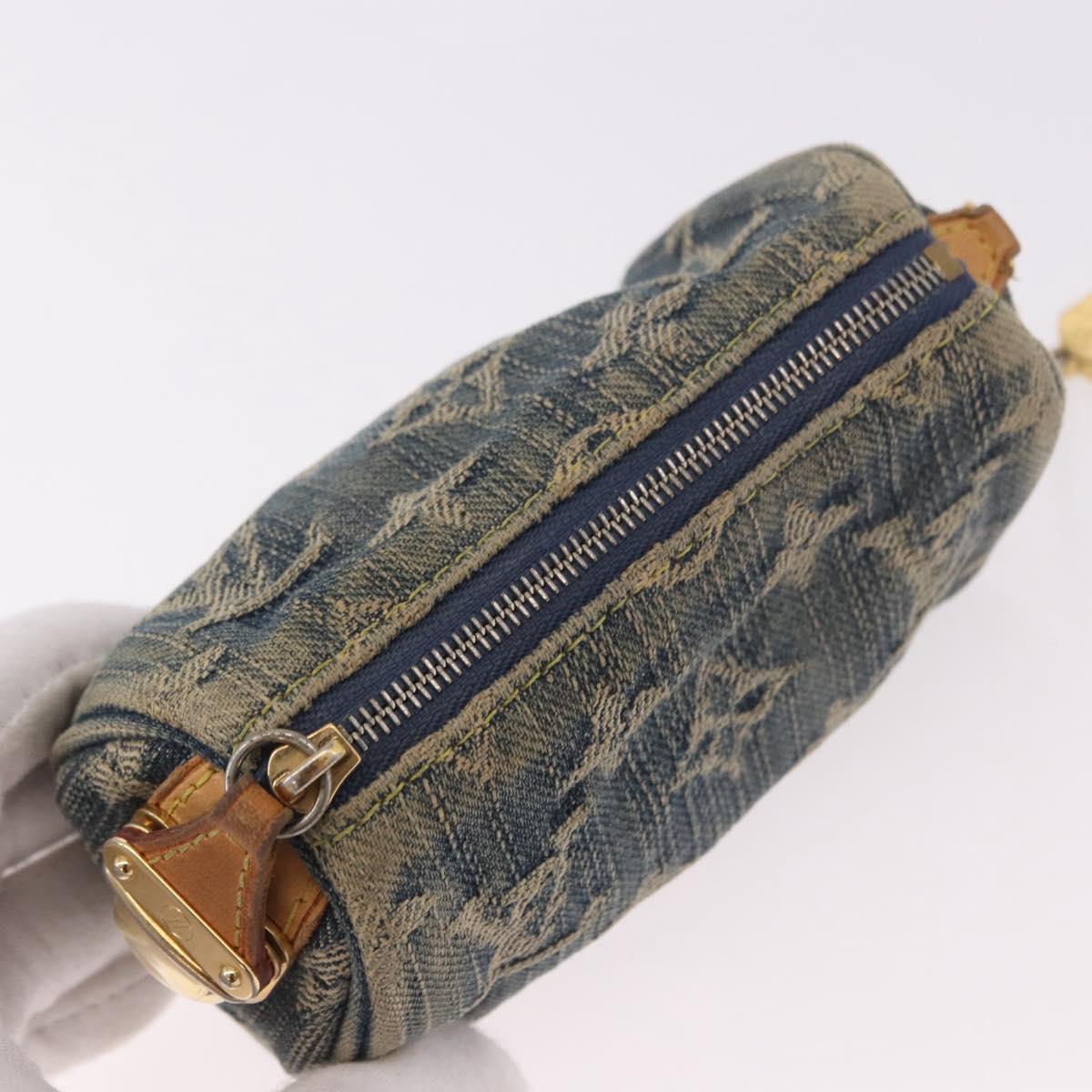 LOUIS VUITTON Monogram Denim Trousse Speedy PM Pouch Blue M95082 LV Auth 191540