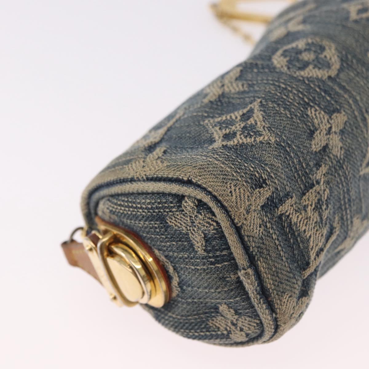 LOUIS VUITTON Monogram Denim Trousse Speedy PM Pouch Blue M95082 LV Auth 191540