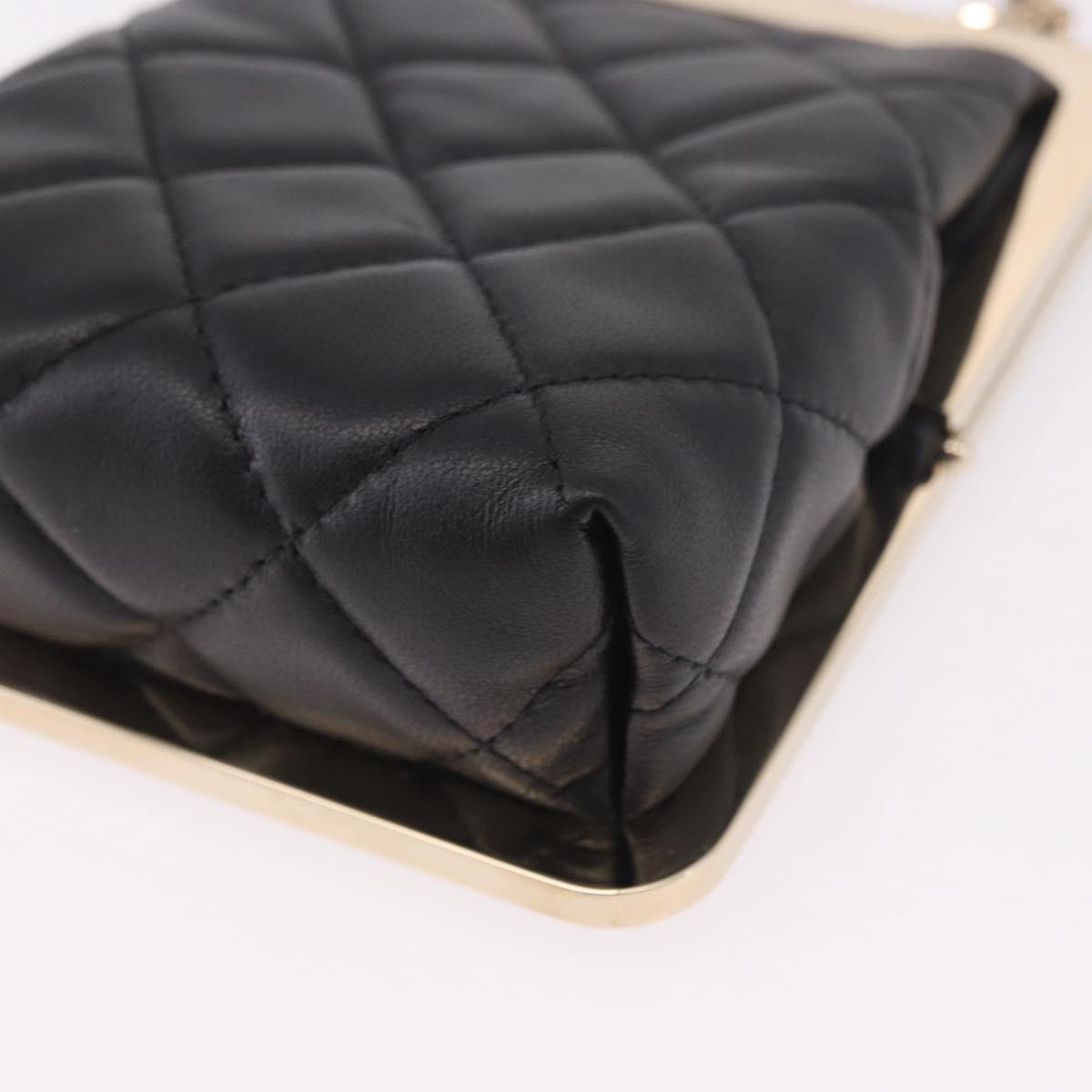 CHANEL Matelasse Chain Shoulder Bag Lamb Skin Black Gold CC Auth 191542SM