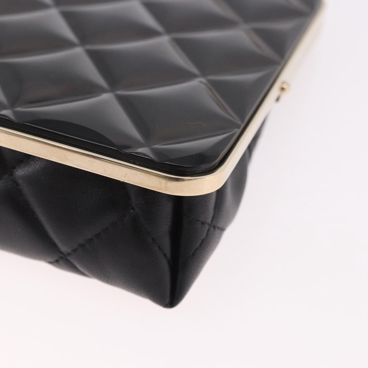 CHANEL Matelasse Chain Shoulder Bag Lamb Skin Black Gold CC Auth 191542SM