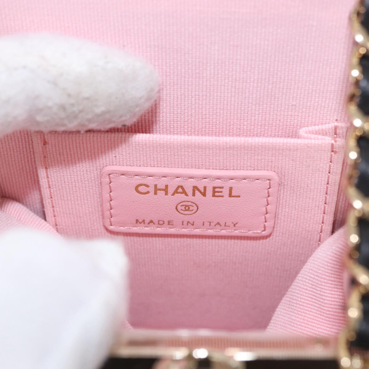 CHANEL Matelasse Chain Shoulder Bag Lamb Skin Black Gold CC Auth 191542SM
