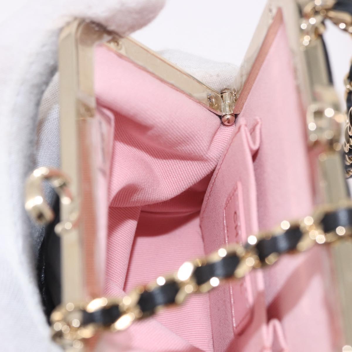 CHANEL Matelasse Chain Shoulder Bag Lamb Skin Black Gold CC Auth 191542SM