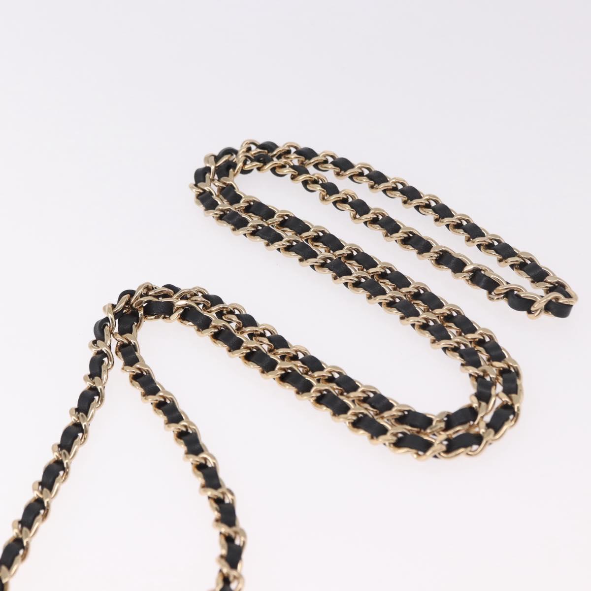 CHANEL Matelasse Chain Shoulder Bag Lamb Skin Black Gold CC Auth 191542SM