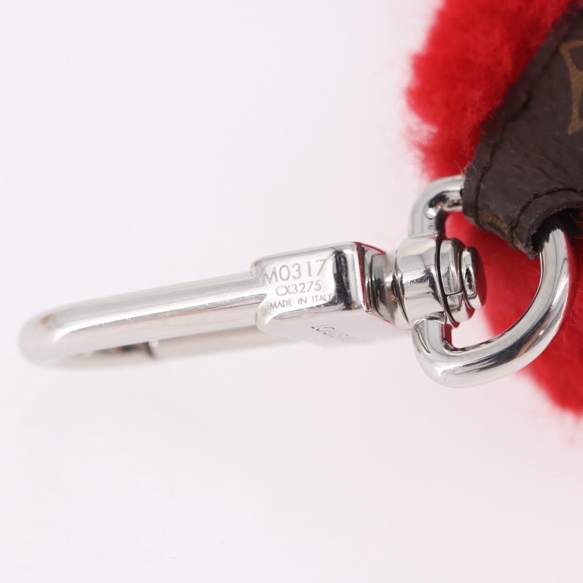 LOUIS VUITTON Monogram LV Lucky Heart Bag Charm Red Silver M03171 Auth 191543SM