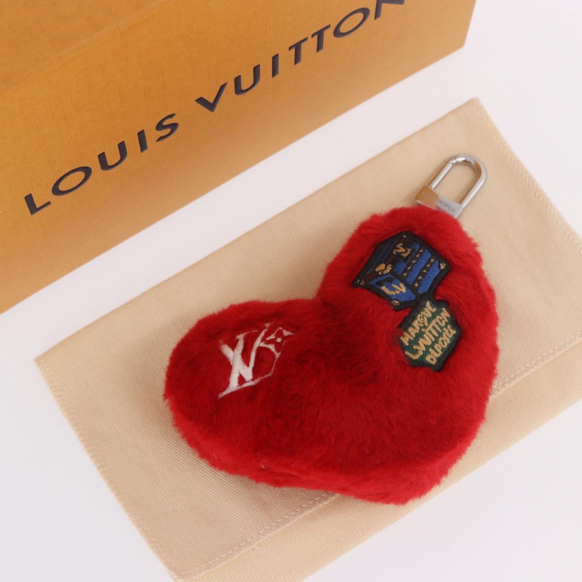 LOUIS VUITTON Monogram LV Lucky Heart Bag Charm Red Silver M03171 Auth 191543SM