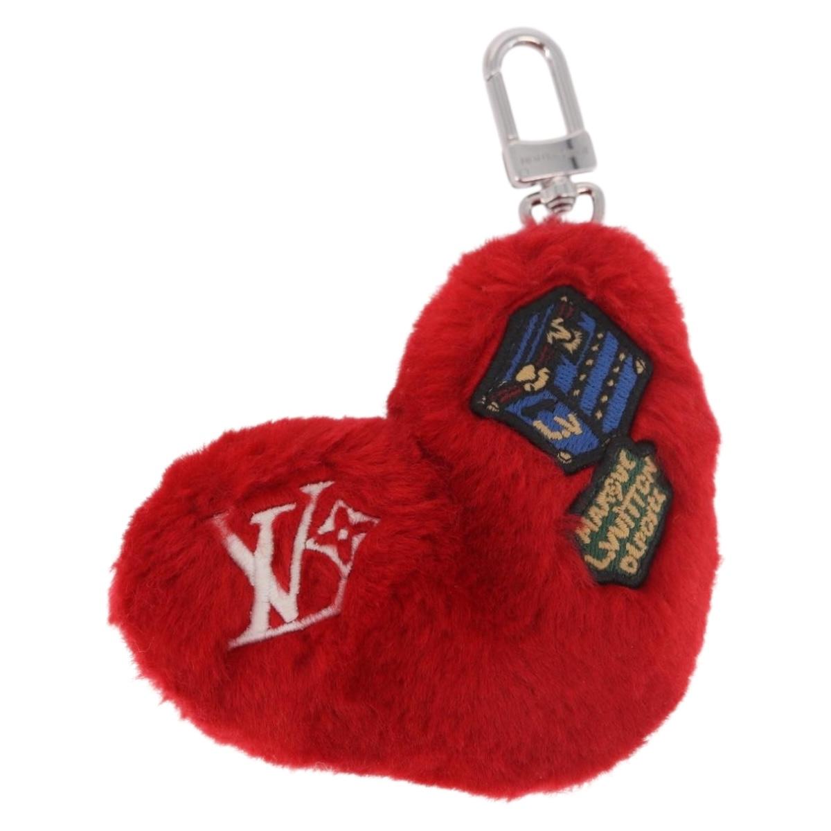 LOUIS VUITTON Monogram LV Lucky Heart Bag Charm Red Silver M03171 Auth 191543SM